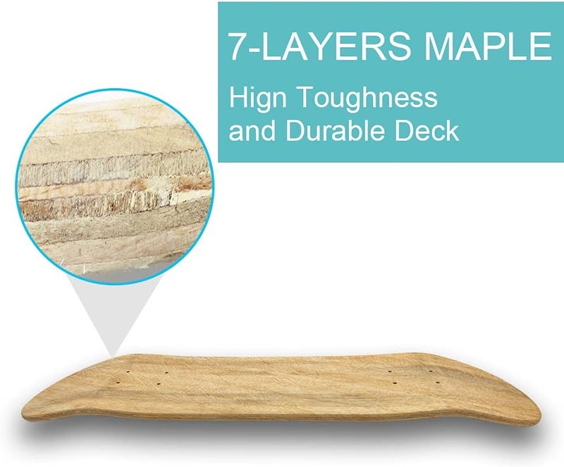 Beipoo 31"x 8" Blank Skateboard Decks,Natural,7-Layer Maple Double Tail Skateboard,Great for Replacement and Art Painting - Image 3